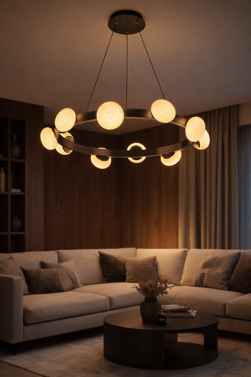 ORBIT CHANDELIER 10LS CARBON BLACK