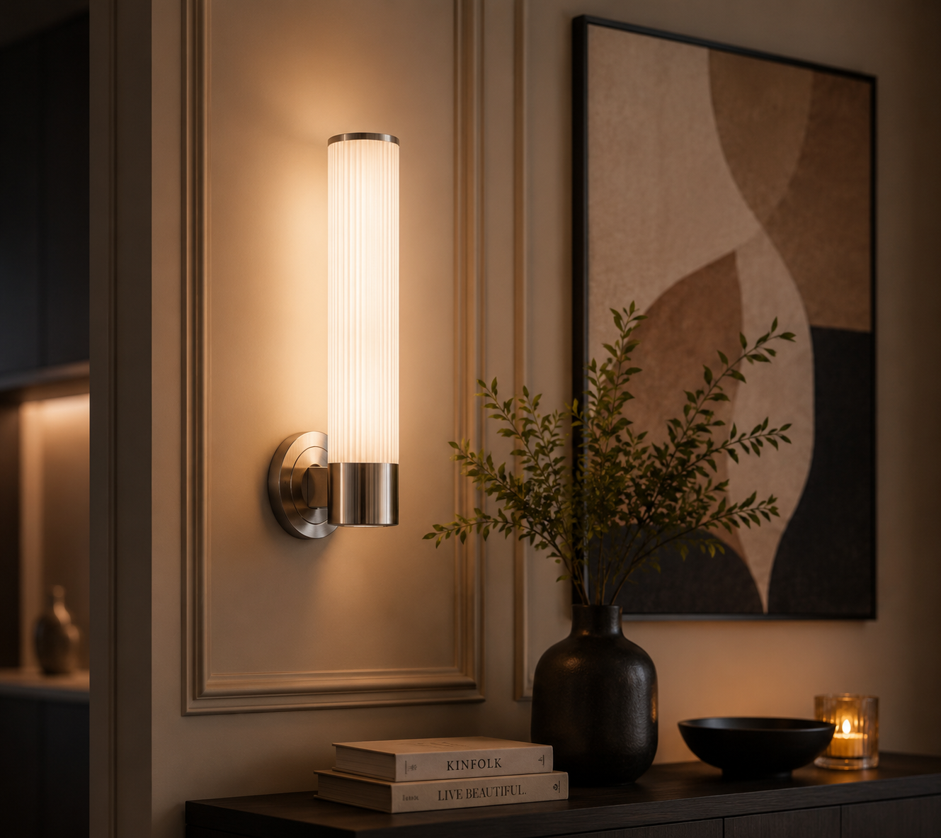 FLUTE WALL LAMP METALLIC