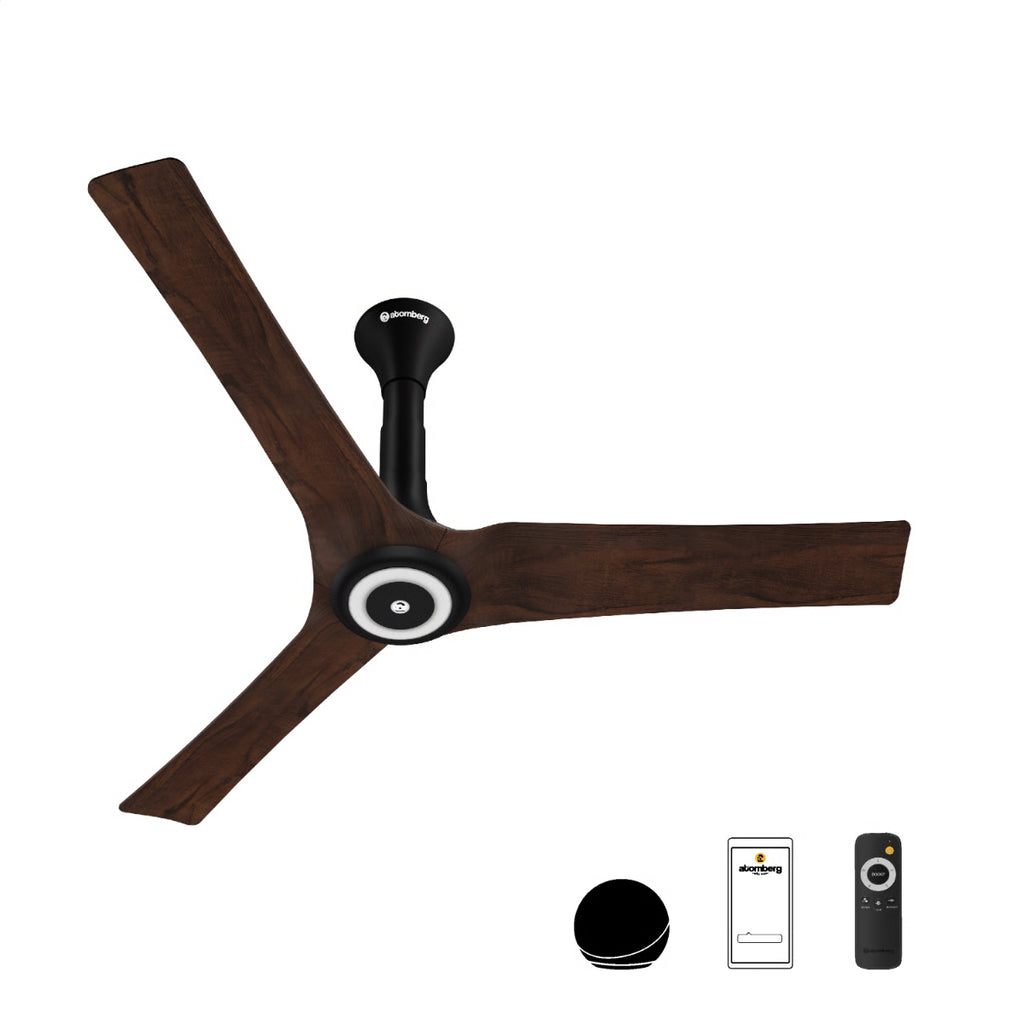 Atomberg Aris Starlight 1200mm BLDC Ceiling Fan | IoT & Remote Control | LED Underlight | 3 Colour Options | Dark Teakwood