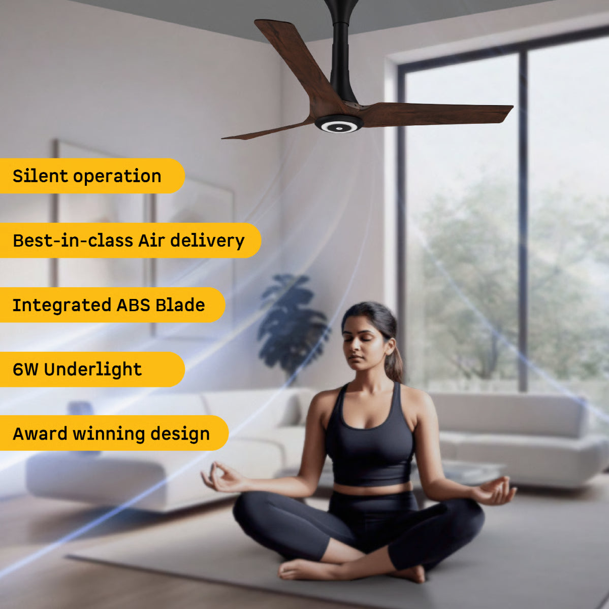 Atomberg Aris Starlight 1200mm BLDC Ceiling Fan | IoT & Remote Control | LED Underlight | 3 Colour Options | Dark Teakwood