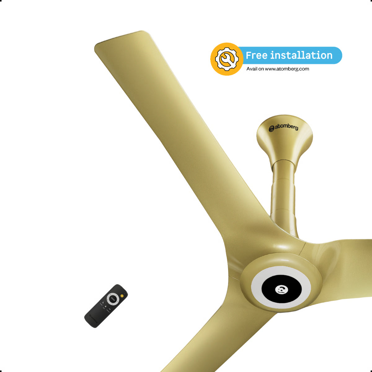Atomberg Aris Starlight 1200mm BLDC Ceiling Fan | IoT & Remote Control | LED Underlight | 3 Colour Options | Tuscan Gold