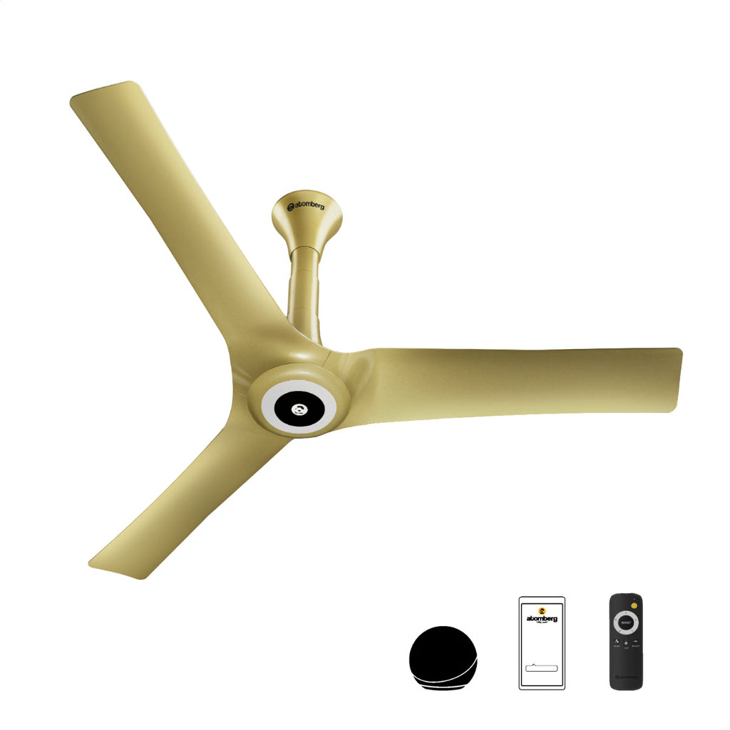 Atomberg Aris Starlight 1200mm BLDC Ceiling Fan | IoT & Remote Control | LED Underlight | 3 Colour Options | Tuscan Gold