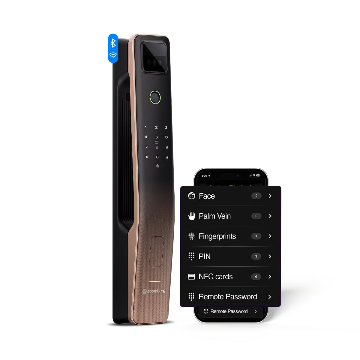 Atomberg Cypheo Elite Smart Door Lock (Rose Gold) | Wi-Fi | 8-Way Unlocking
