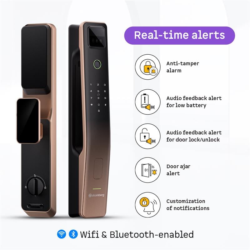 Atomberg Cypheo Elite Smart Door Lock (Rose Gold) | Wi-Fi | 8-Way Unlocking