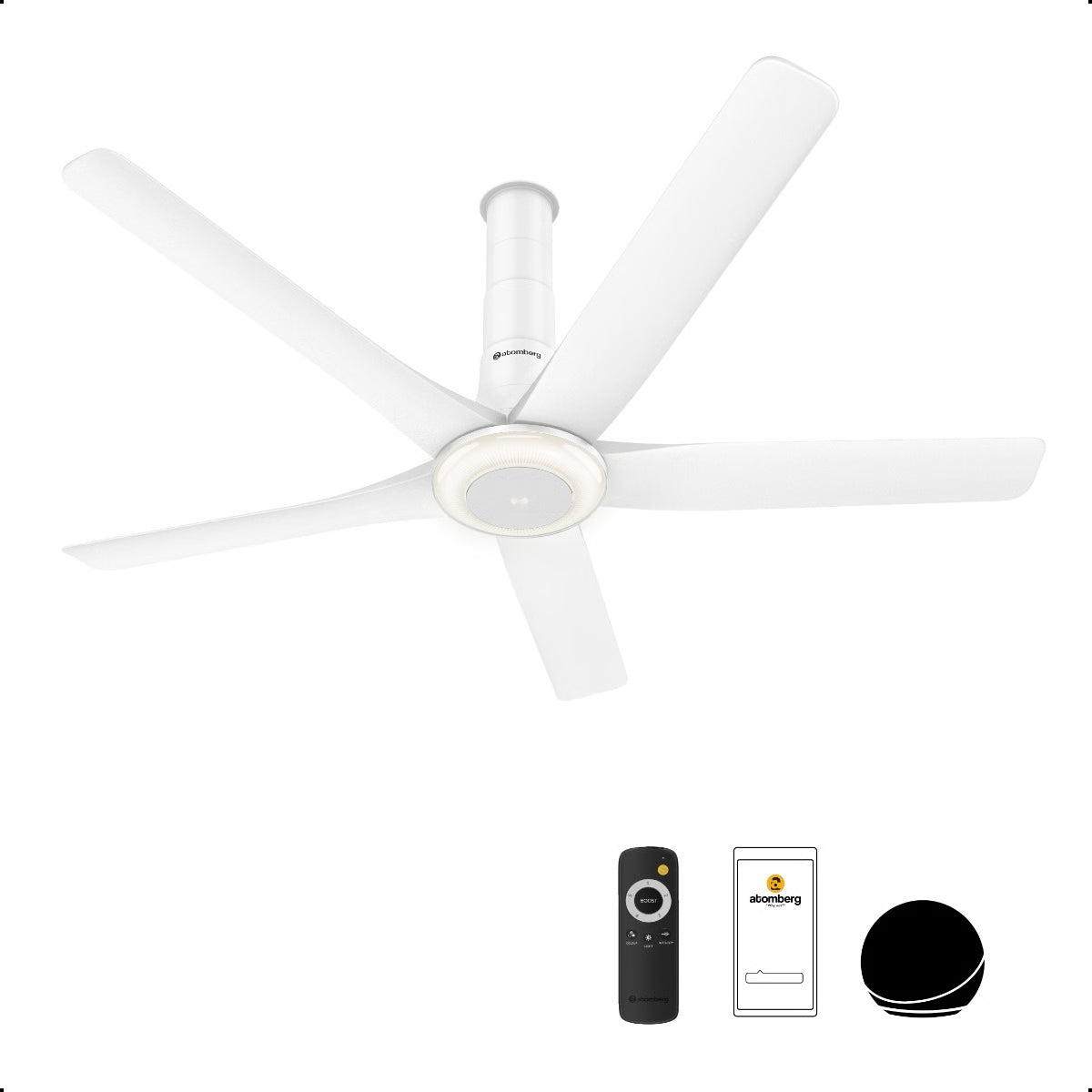 Atomberg Emperion Magna Smart 1280mm BLDC Ceiling Fan | Newly Launched | Remote Operated | BEE 5 Star Rated | Pearl White (Matte Metallic)