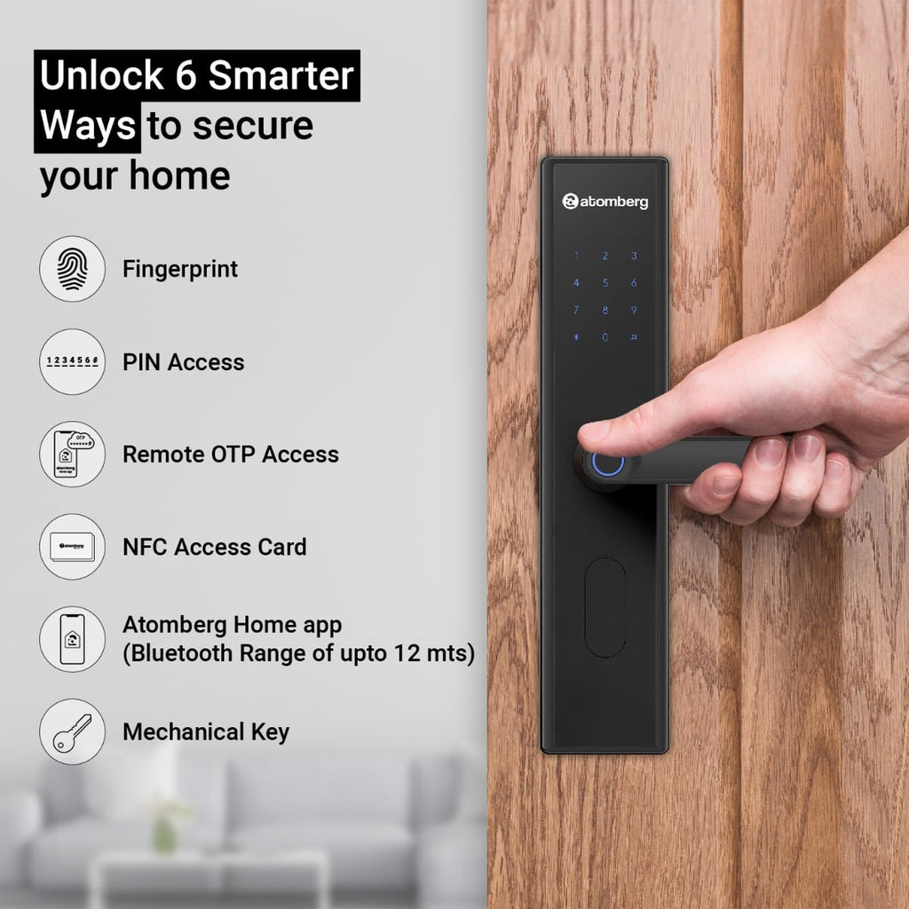 Atomberg SL 1 Smart Door Lock | Rose Gold | 6-Way Unlocking