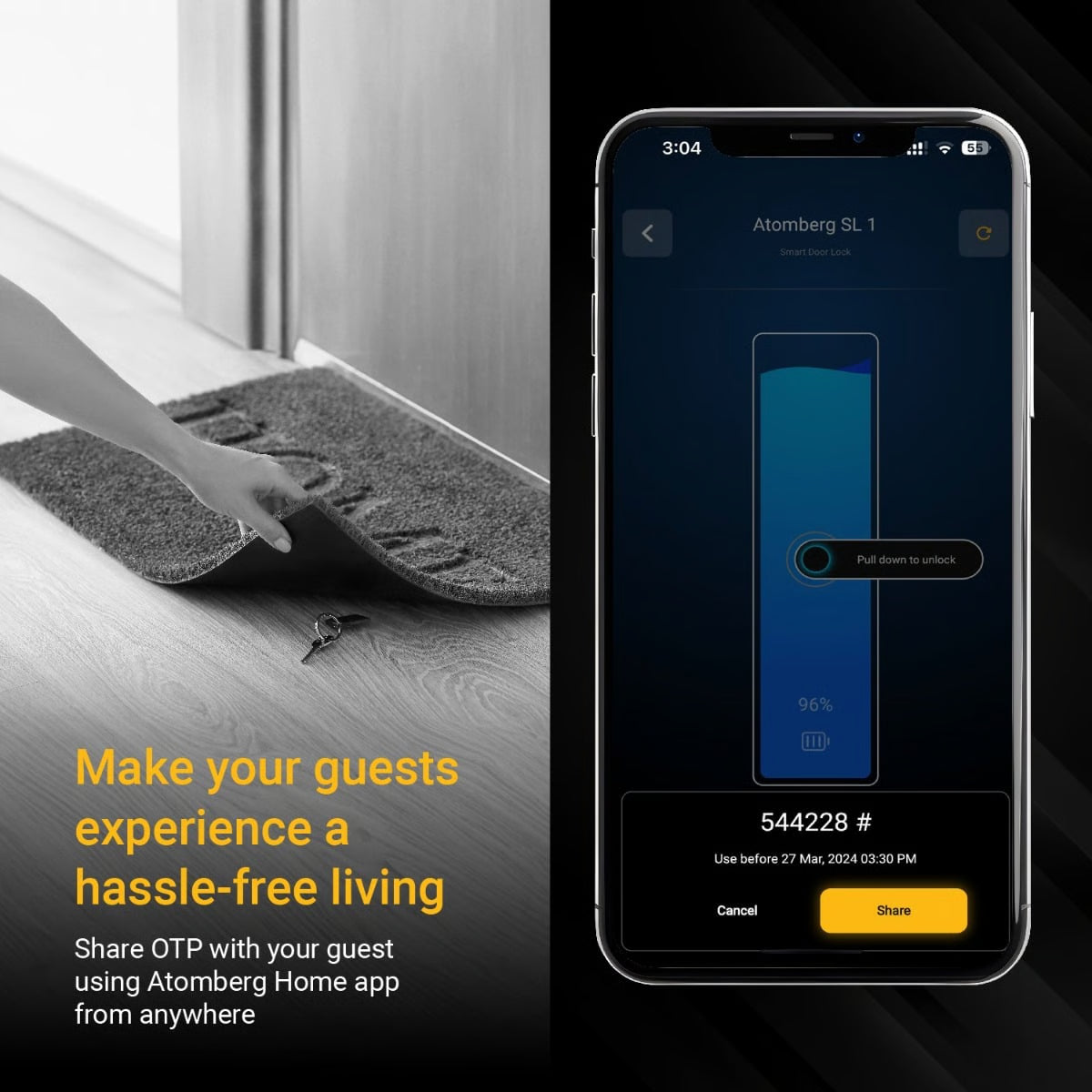 Atomberg SL 1 Smart Door Lock | Rose Gold | 6-Way Unlocking