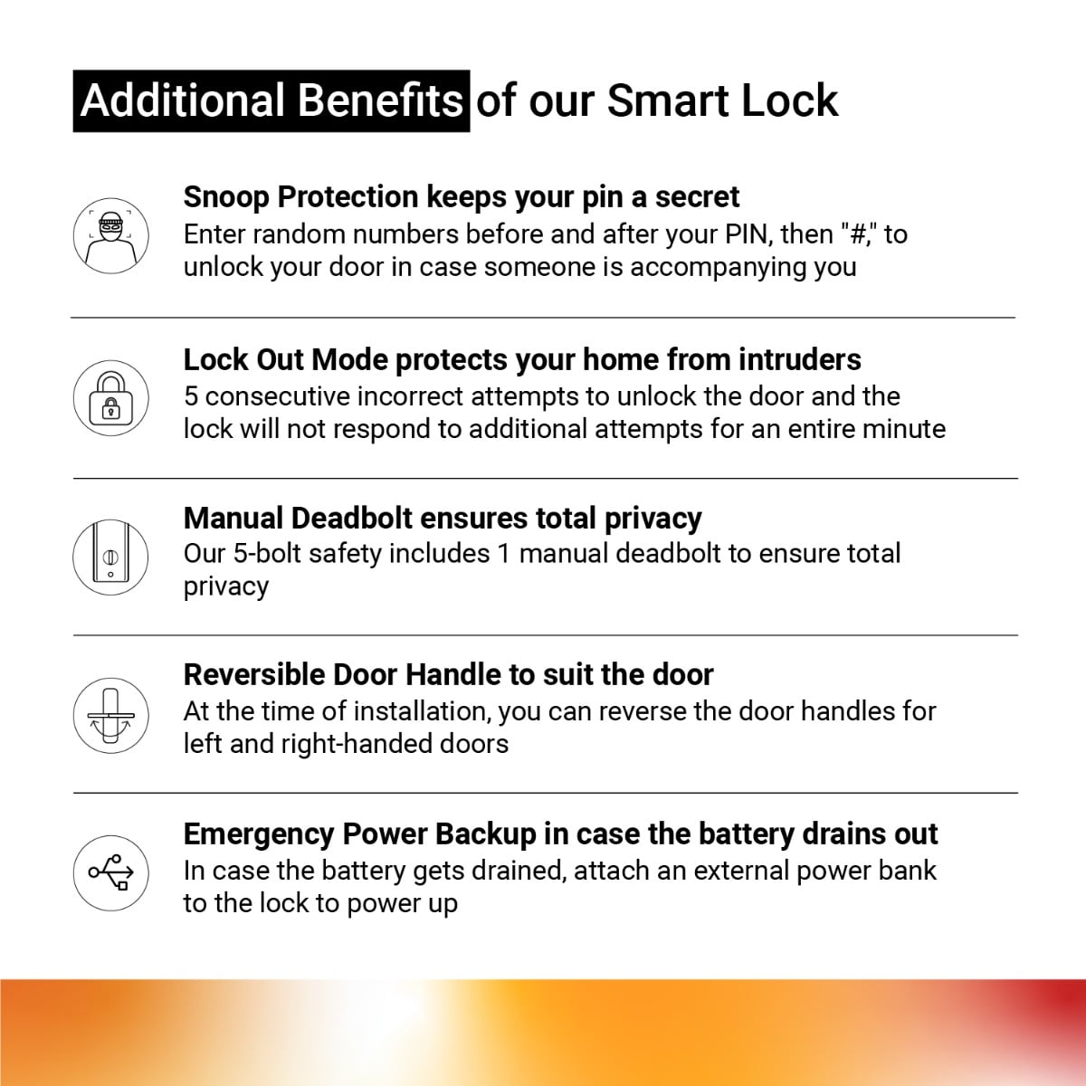 Atomberg SL 1 Smart Door Lock | Rose Gold | 6-Way Unlocking